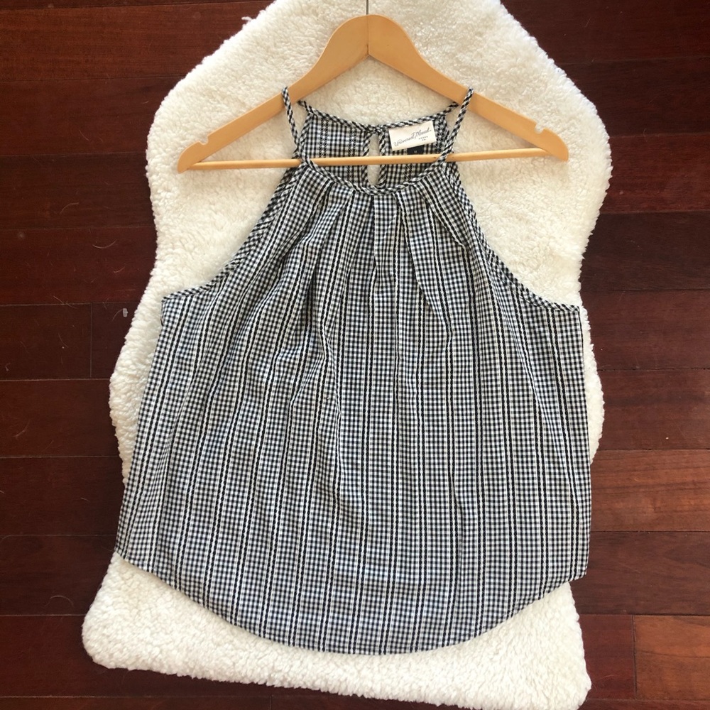 Universal Thread M Black White Gingham Halter Top